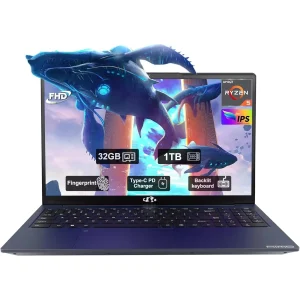 15.6"FHD-Business-Laptop Windows 11 AMD R5 3500U Processor Backlit Keyboard Fast Charging Fingerprint 16GB RAM 1TB SSD Stylish Practical Laptop for Work Study Life 1 Years Warranty Rose Gold