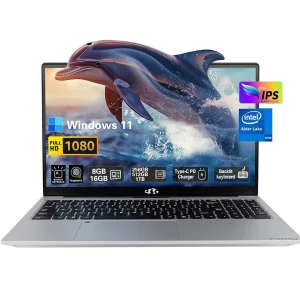 15.6 FHD High-Performance Laptop Computer, Intel N100 Processor (Up to 3.4GHz), 16GB RAM, 1TB SSD, Backlit Keyboard, Fingerprint, WiFi 6, Win 11(Silver)