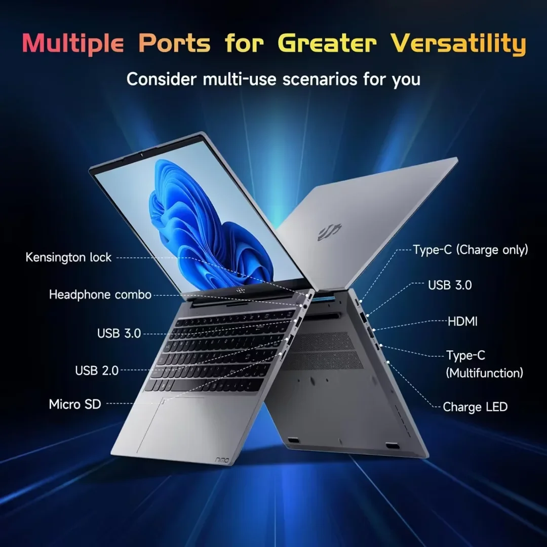15.6 FHD High-Performance Laptop Computer, Intel N100 Processor (Up to 3.4GHz), 16GB RAM, 1TB SSD, Backlit Keyboard, Fingerprint, WiFi 6, Win 11(Silver) - Image 2