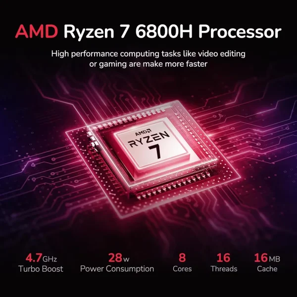 15.6" IPS FHD 2025 Gaming Laptop 8 Cores AMD Ryzen 7 6800H(Beat Intel i7-12700H, Up to 4.7GHz) 32GB DDR5 RAM 1TB SSD AMD Radeon 680M GPU-Computer 100W Type-C Backlit Keyboard Fingerprint Black - Image 2