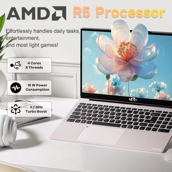 15.6"FHD-Business-Laptop Windows 11 AMD R5 3500U Processor Backlit Keyboard Fast Charging Fingerprint 16GB RAM 1TB SSD Stylish Practical Laptop for Work Study Life 1 Years Warranty Blue - Image 3