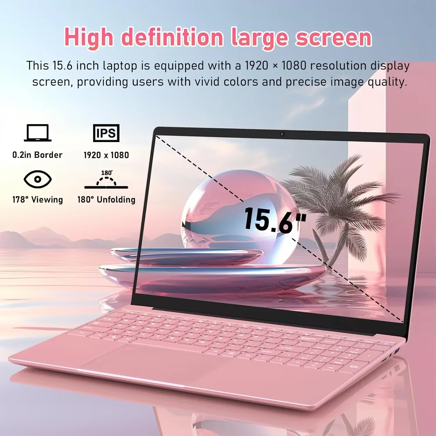 15.6" Business Pink Laptop Computes Windows 11 Pro Office 2024 Meeting camera Intel Celeron N5095 16GB RAM 1TB SSD Lightweight Student Notebook PC Computer for Work, Backlit Keyboard WiFi5 BT 5.0 - Image 2