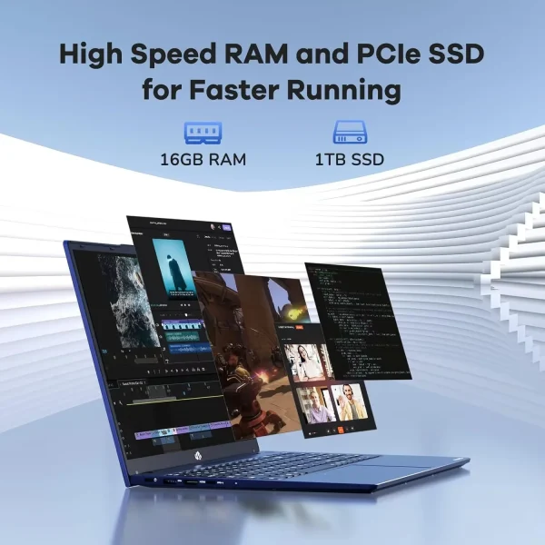 15.6" IPS FHD Business-Laptop, 8 Cores Intel i5-12450H (Beat i7-11800H, Up to 4.4GHz) 16GB RAM 1TB SSD Backlit Keyboard Computer, 100W Type C Fingerprint WiFi 6 Win 11 Blue - Image 2