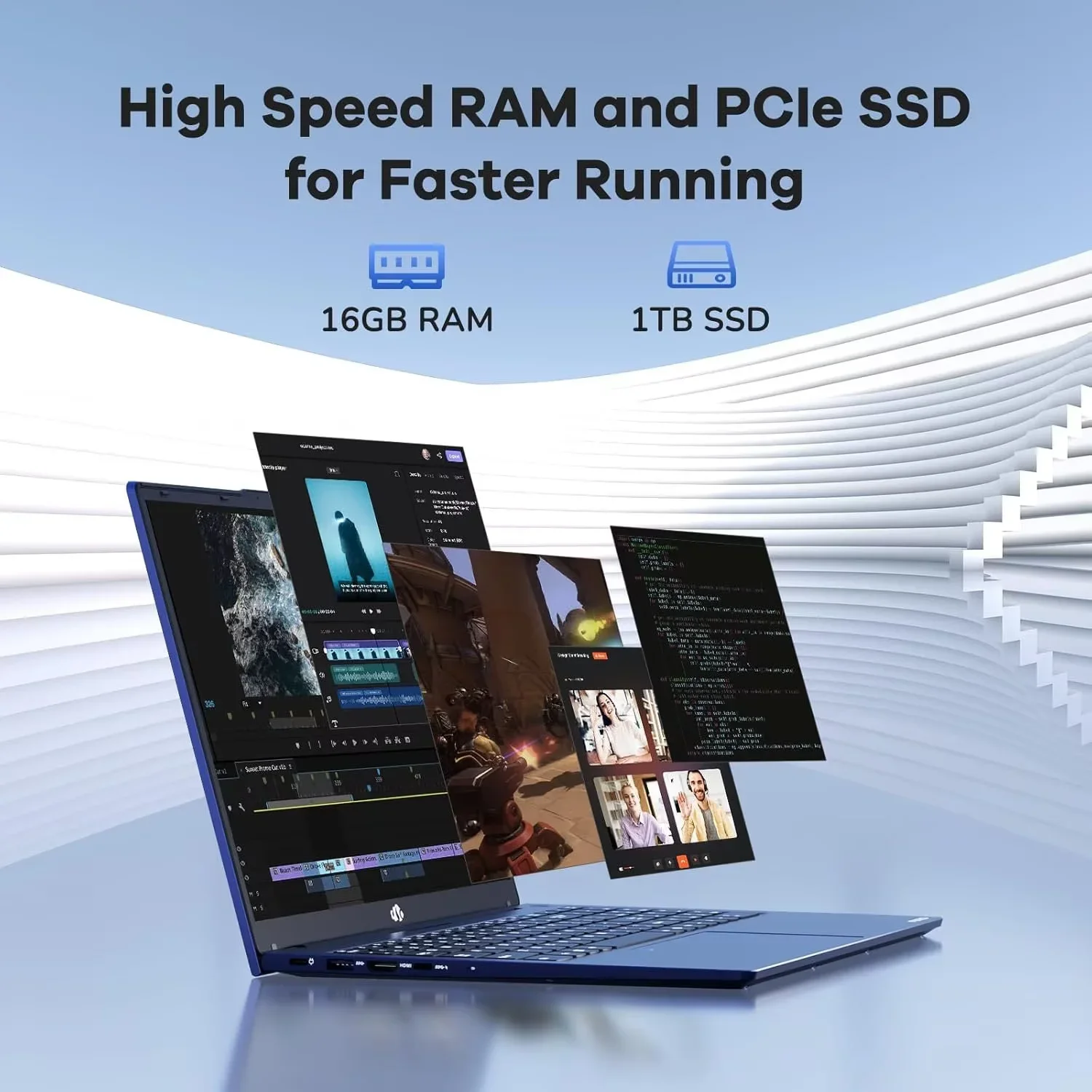 15.6" IPS FHD Business-Laptop, 8 Cores Intel i5-12450H (Beat i7-11800H, Up to 4.4GHz) 16GB RAM 1TB SSD Backlit Keyboard Computer, 100W Type C Fingerprint WiFi 6 Win 11 Blue - Image 2