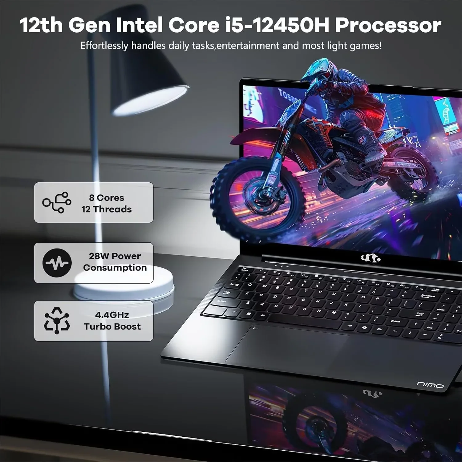 15.6" IPS FHD Business-Laptop, 8 Cores Intel i5-12450H (Beat i7-11800H, Up to 4.4GHz) 16GB RAM 1TB SSD Backlit Keyboard Computer, 100W Type C Fingerprint WiFi 6 Win 11 Black - Image 2
