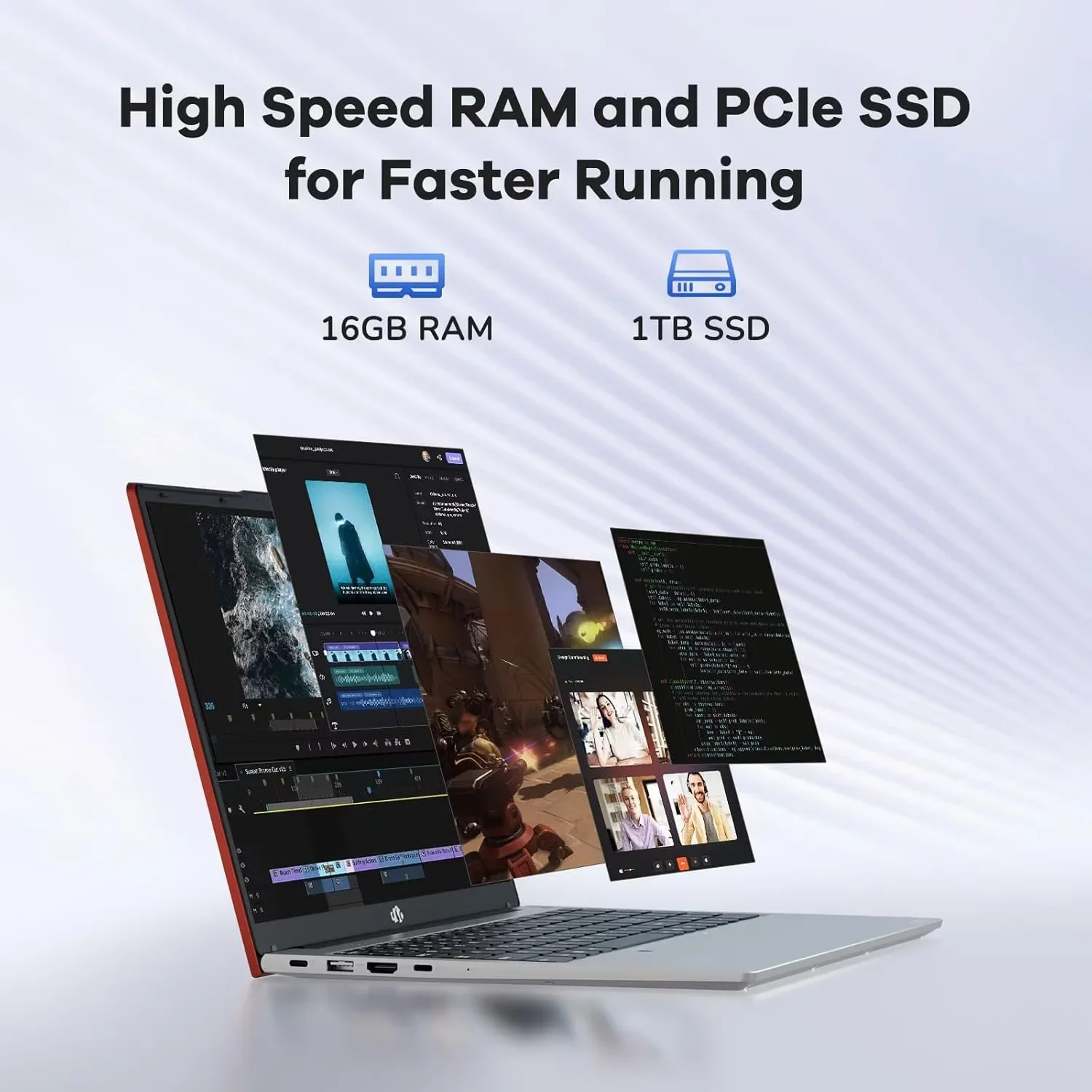 15.6" IPS FHD Business-Laptop, 8 Cores Intel i5-12450H (Beat i7-11800H, Up to 4.4GHz) 16GB RAM 1TB SSD Backlit Keyboard Computer, 100W Type C Fingerprint WiFi 6 Win 11 Red - Image 2