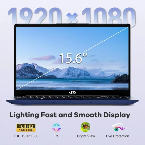 15.6'' FHD IPS Business Laptop Computer, AMD Ryzen 5 6600H(Beat R7 5700U, 6 Cores Up to 4.5GHz), 16GB DDR5 RAM 1TB SSD, Type-C 100W PD Fast Charger, Fingerprint Backlit Keyboard Wi-Fi 6 Blue - Image 2