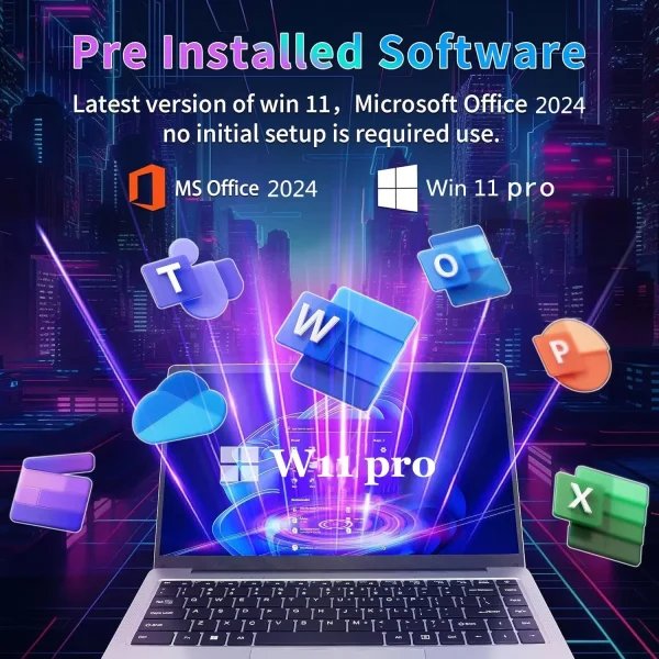 14" Windows 11 Pro Laptop Lightweight Laptop ComputerOffice 2024 Students Laptop 6GB RAM 512GB SSD Intel Celeron N4000 2.6Ghz Business Laptop - Image 2