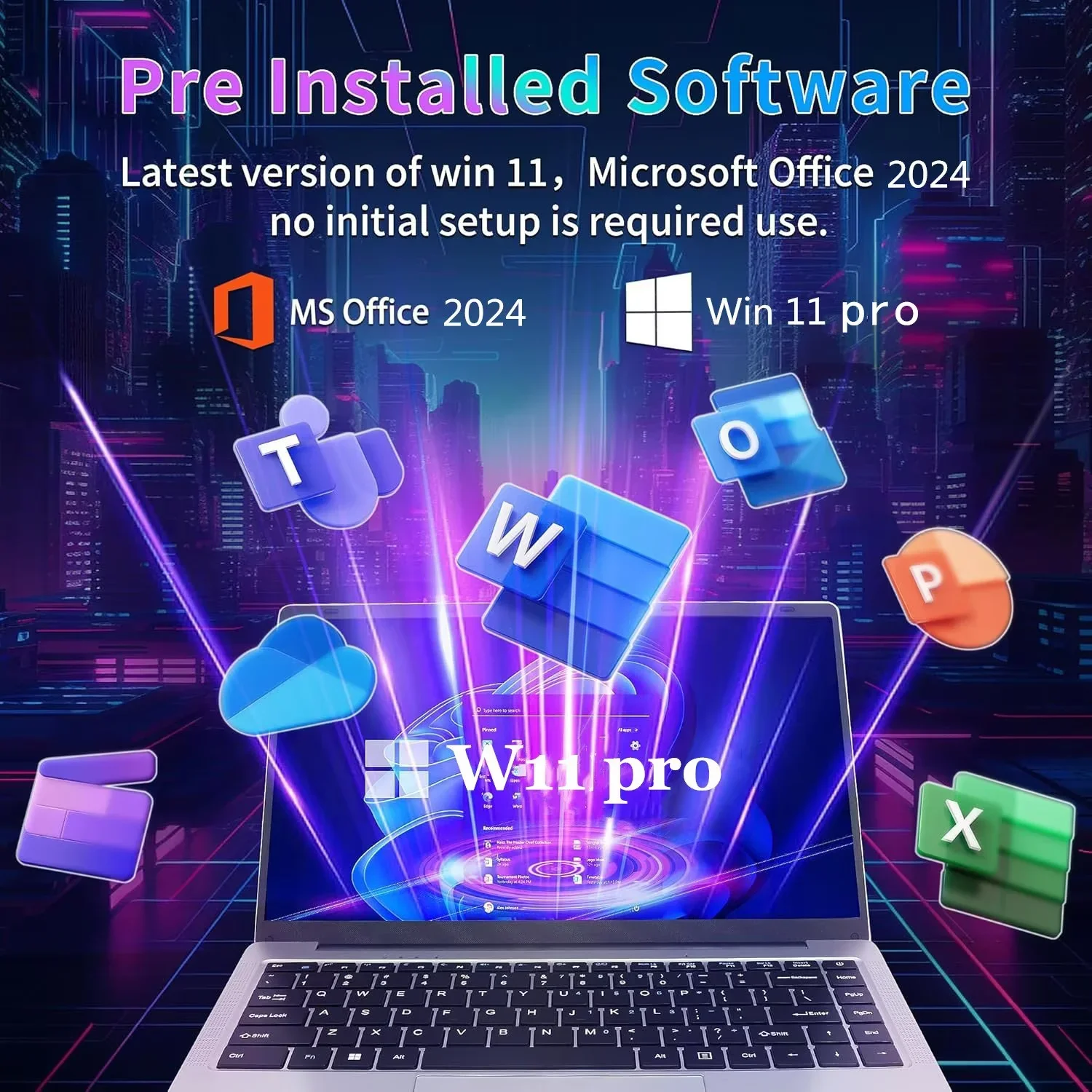 14" Windows 11 Pro Laptop Lightweight Laptop ComputerOffice 2024 Students Laptop 6GB RAM 512GB SSD Intel Celeron N4000 2.6Ghz Business Laptop - Image 2