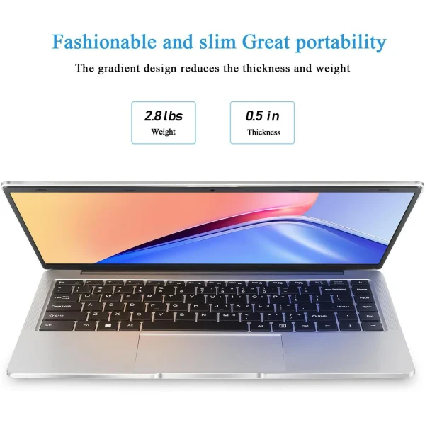 14.1 Laptop Computer , 2.5 GHz Intel Celeron N4000 Processor, 6GB RAM, 512GB M.2 SATA SSD, Windows 11, Ultra-Thin and Lightweight Notebook PC Computer for Work, Study, and Entertainment, WiFi5 - Image 2
