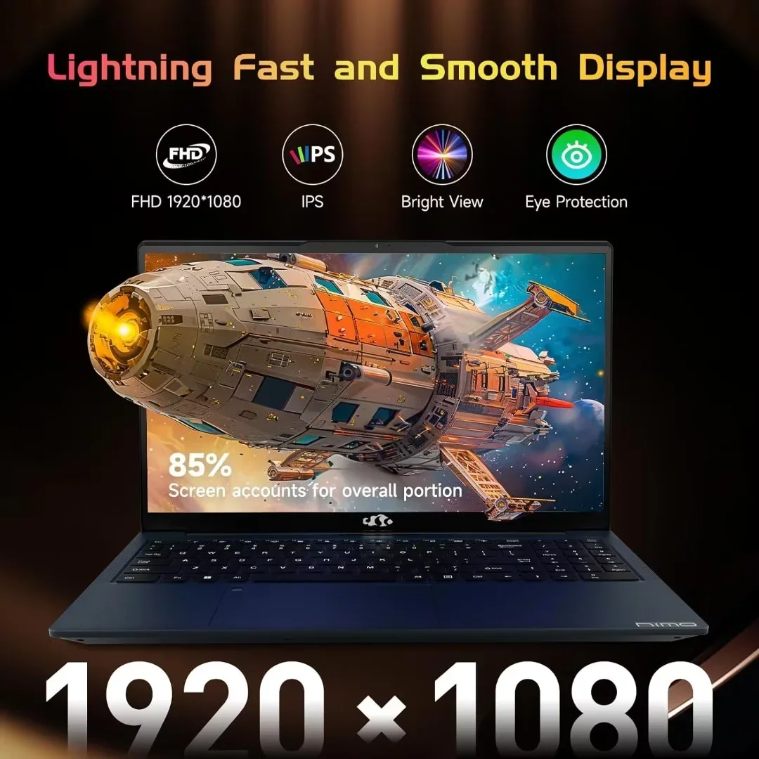15.6'' FHD Laptop Computer, Type-C 65W PD Fast Charger, 12th Gen Intel N100, Windows 11, 16GB RAM 512GB SSD, WiFi 6 (Blue) - Image 2