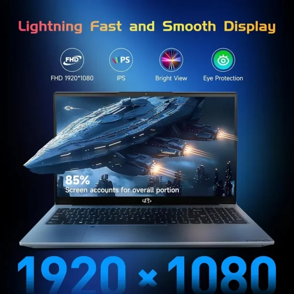 15.6 FHD High-Performance Laptop Computer, Intel N100 Processor (Up to 3.4GHz), 16GB RAM, 1TB SSD, Backlit Keyboard, Fingerprint, WiFi 6, Win 11(Silver) - Image 3