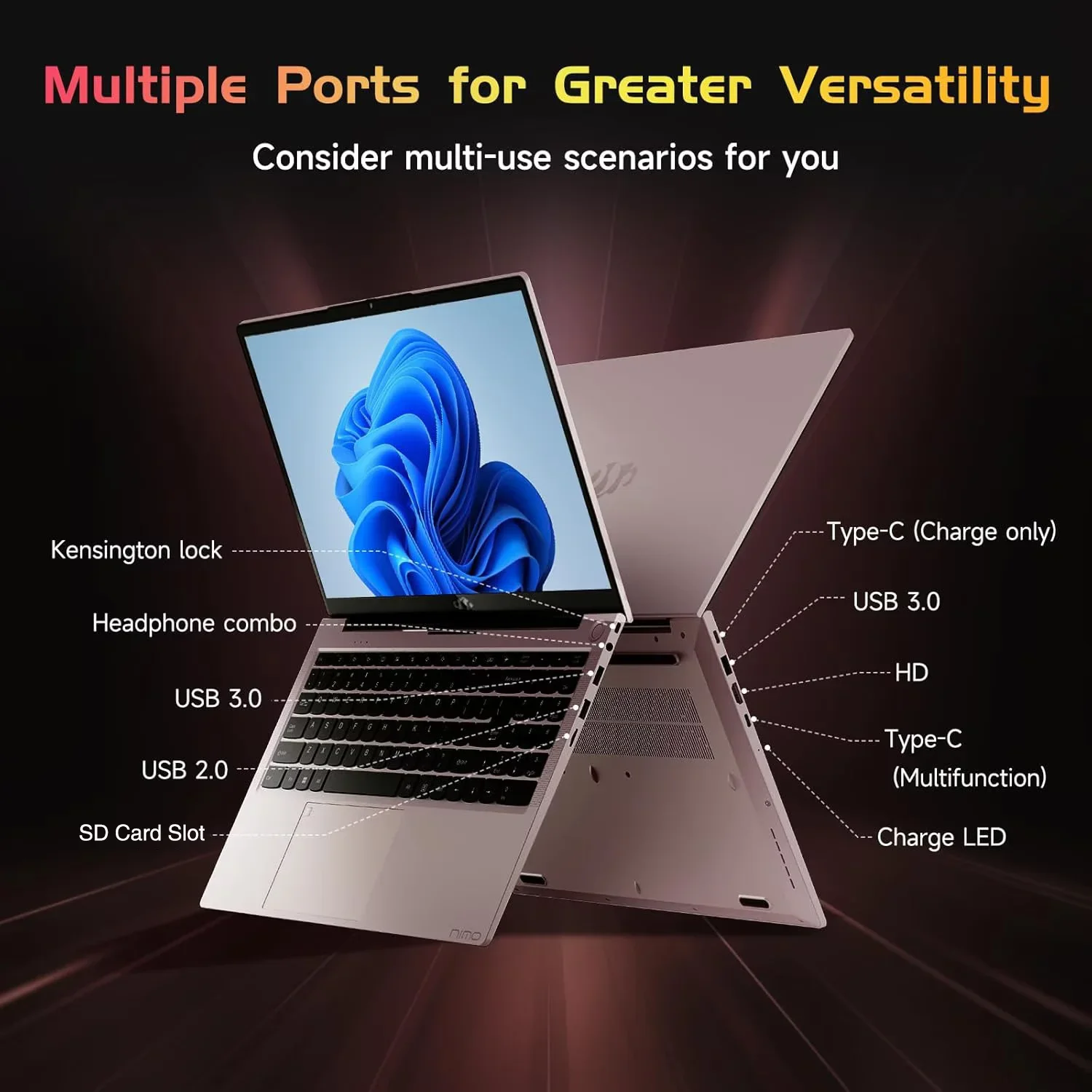 15.6"FHD-Business-Laptop Windows 11 AMD R5 3500U Processor Backlit Keyboard Fast Charging Fingerprint 16GB RAM 1TB SSD Stylish Practical Laptop for Work Study Life 1 Years Warranty Blue - Image 5