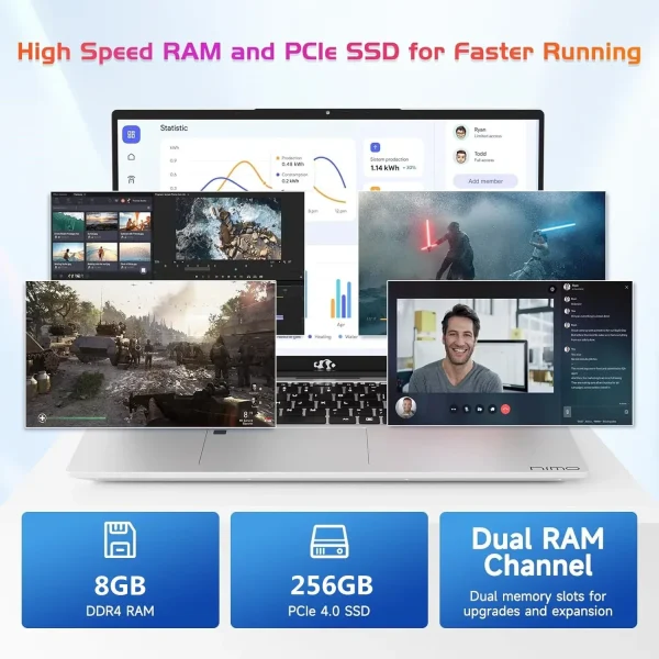 17.3" IPS FHD Laptop, Intel 6 Cores i3-1215U 8GB RAM 256GB SSD (Beat Ryzen 5 7520U, Up to 4.4GHz) Computer with 65W GaN Type C Backlit Keyboard Fingerprint, for Home Student and Business Silver - Image 3