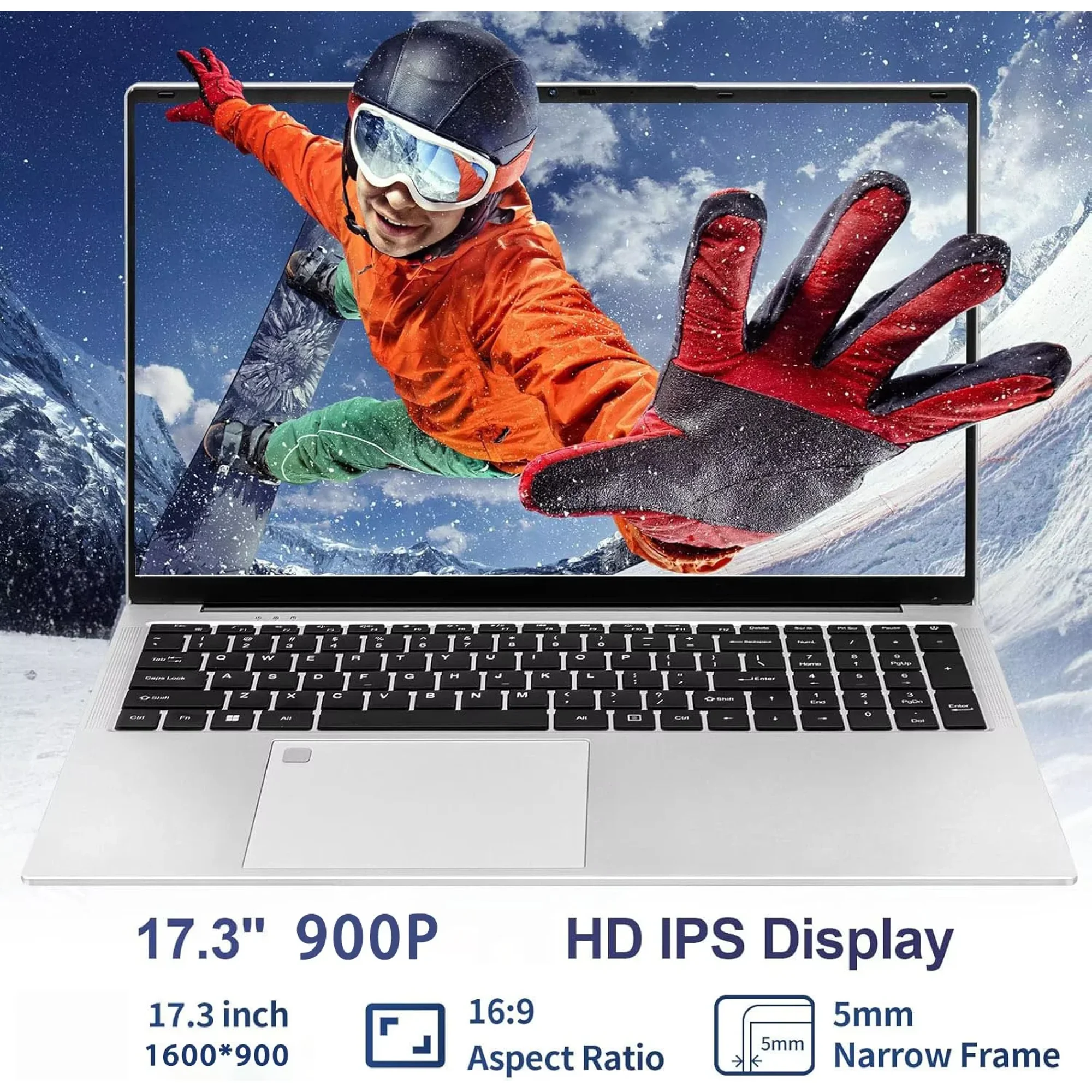 17.3" Business Laptop Windows 11 Pro Office 2024 Conference camera Type-C interface Backlit Keyboard Intel N5095 16GB RAM 1TB SSD Support Fingerprint BT 5.0 - Image 2