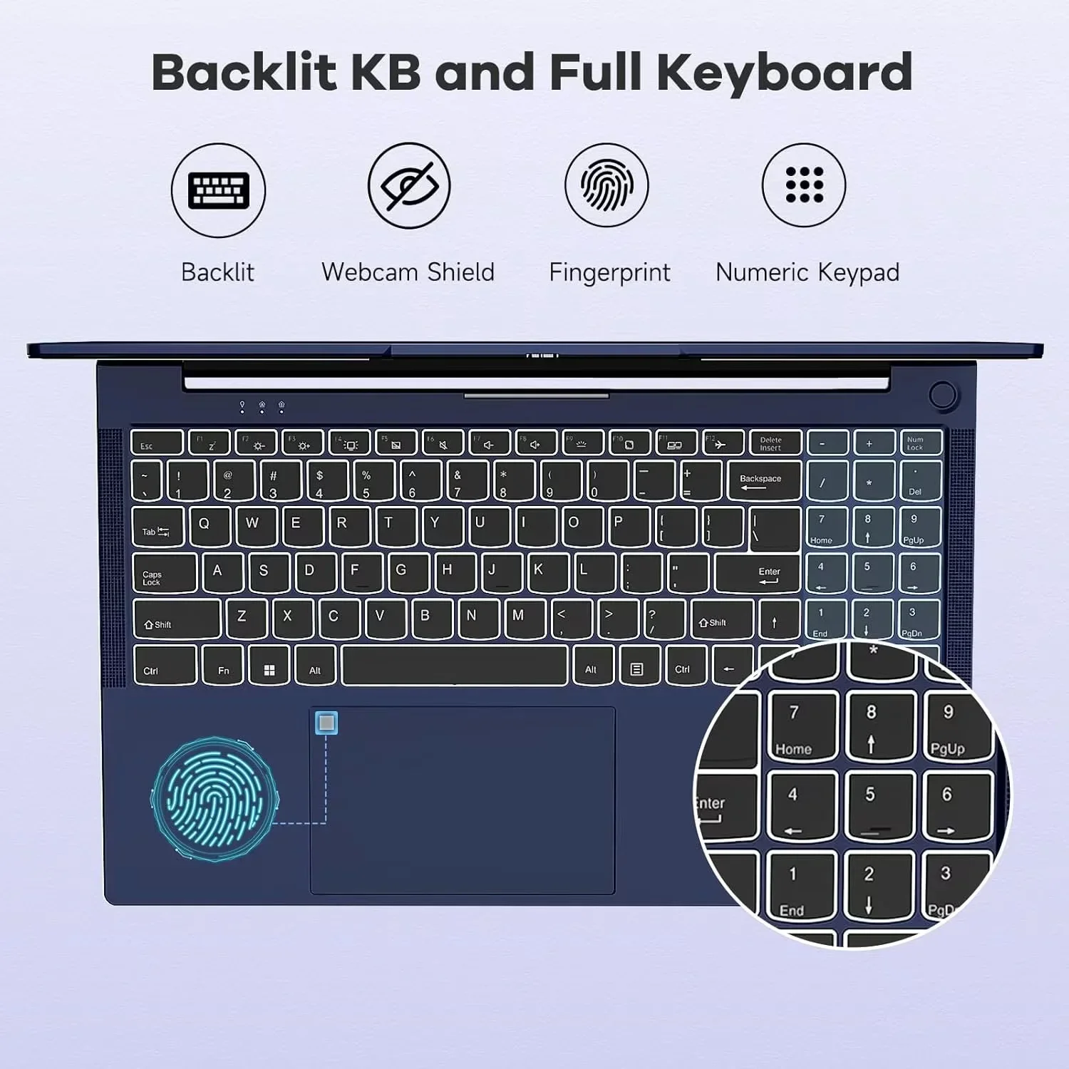 15.6'' FHD IPS Business Laptop Computer, AMD Ryzen 5 6600H(Beat R7 5700U, 6 Cores Up to 4.5GHz), 16GB DDR5 RAM 1TB SSD, Type-C 100W PD Fast Charger, Fingerprint Backlit Keyboard Wi-Fi 6 Blue - Image 4