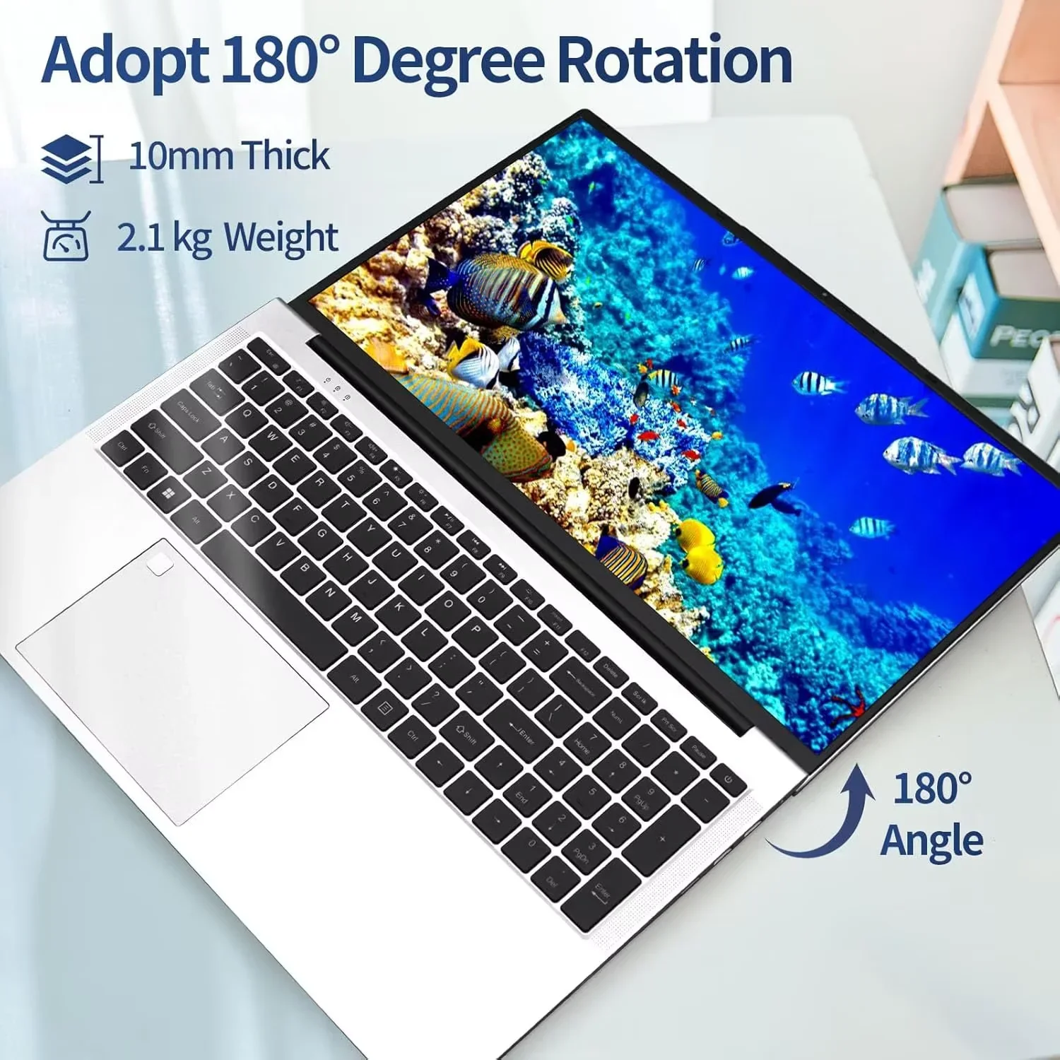 17.3" Business Laptop Windows 11 Pro Office 2024 Conference Webcam Type-C Backlit Keyboard Fingerprint Intel N5095 8GB RAM 256GB SSD Lightweight laptop computer - Image 4