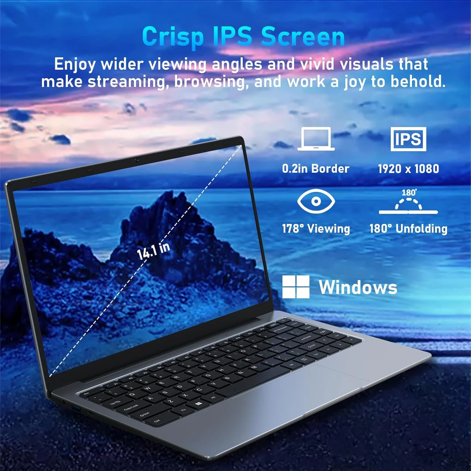 14.1 Laptop Computer , 2.5 GHz Intel Celeron N4000 Processor, 6GB RAM, 512GB M.2 SATA SSD, Windows 11, Ultra-Thin and Lightweight Notebook PC Computer for Work, Study, and Entertainment, WiFi5 - Image 4