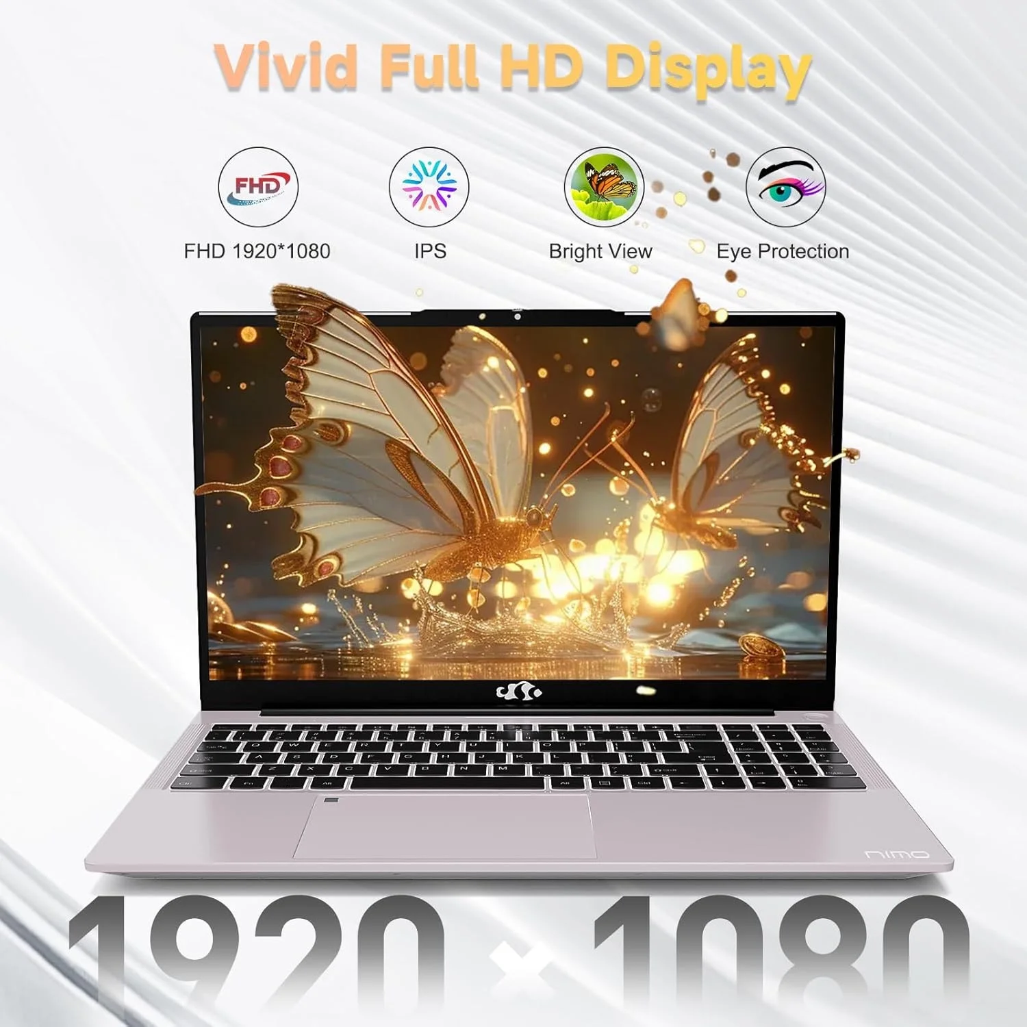 15.6'' FHD Laptop Computer, Type-C 65W PD Fast Charger, 12th Gen Intel N100, Windows 11, 16GB RAM 1TB SSD, WiFi 6 (RoseGold) - Image 4