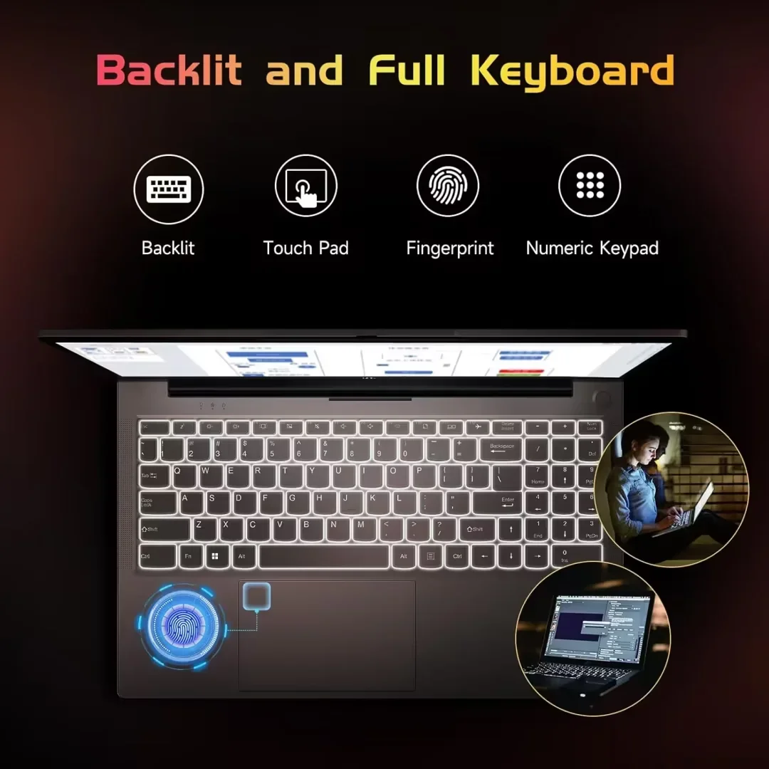 15.6'' FHD High-Performance RoseGold Laptop Computer, Intel N100 Processor (Up to 3.4GHz), Windows 11, 16GB RAM, 1TB SSD, Type-C 65W PD Fast Charger, Backlit Keyboard, Fingerprint, 2-Year Warranty - Image 4