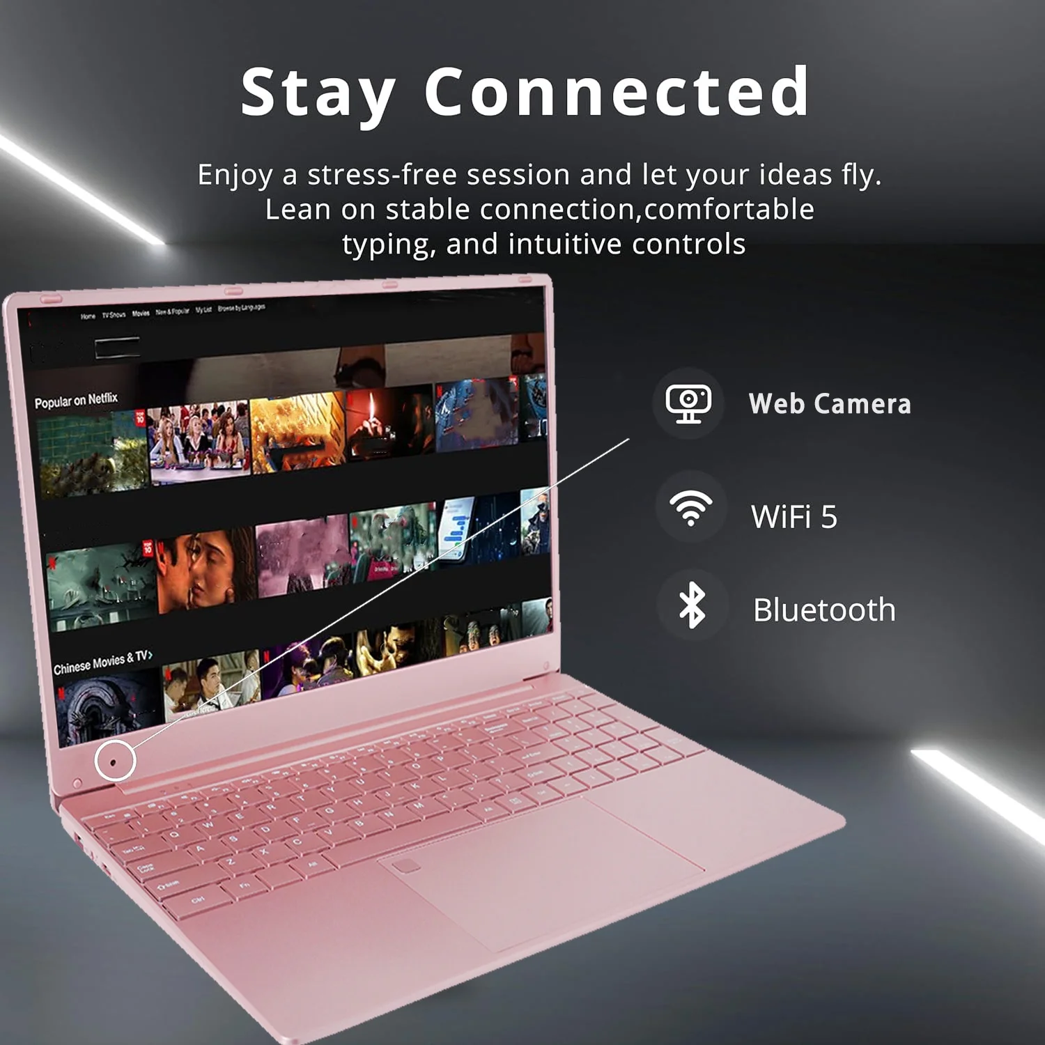 15.6 Pink Laptop, Windows 11 Pro, Office 2024 Intel Celeron ADL-N5095, 16GB RAM, 512GB SSD, Ultra-Thin and Lightweight student Notebook PC Computer for Work, Backlit Keyboard, WiFi 5, BT 5.0 - Image 2