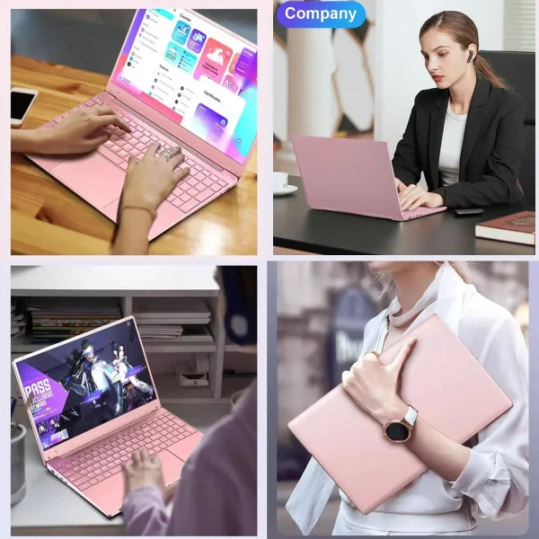 15.6" FHD Windows 11 Pro Pink Laptop Computer Office 2024 Meeting camera Backlit Keyboard Intel N5095 16GB RAM 512GB SSD Lightweight Business student Notebook PC Computer for Work WiFi5 BT 5.0 - Image 5