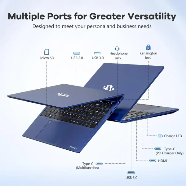 15.6" IPS FHD Business-Laptop, 8 Cores Intel i5-12450H (Beat i7-11800H, Up to 4.4GHz) 16GB RAM 1TB SSD Backlit Keyboard Computer, 100W Type C Fingerprint WiFi 6 Win 11 Blue - Image 5