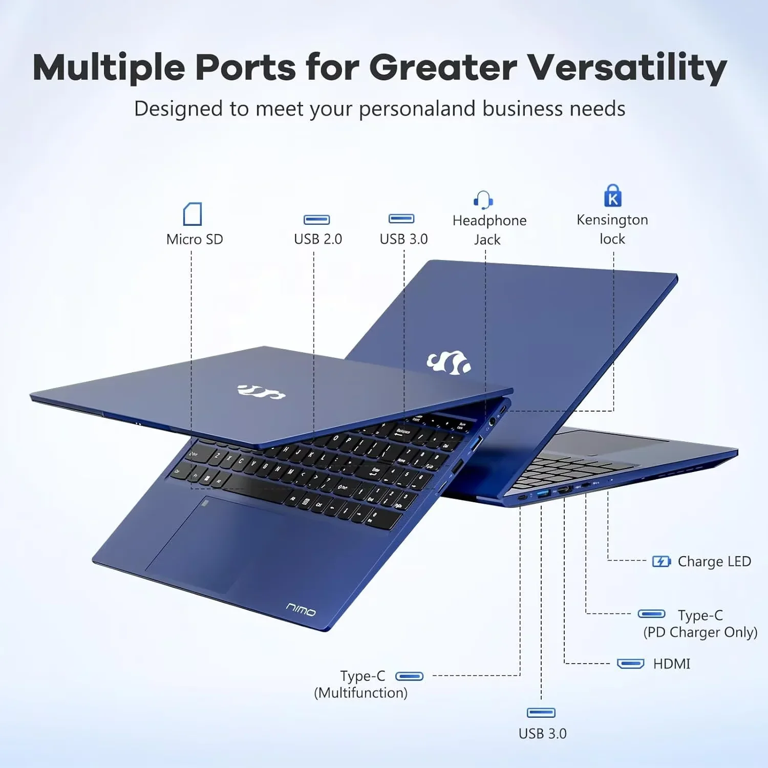 15.6" IPS FHD Business-Laptop, 8 Cores Intel i5-12450H (Beat i7-11800H, Up to 4.4GHz) 16GB RAM 1TB SSD Backlit Keyboard Computer, 100W Type C Fingerprint WiFi 6 Win 11 Blue - Image 5