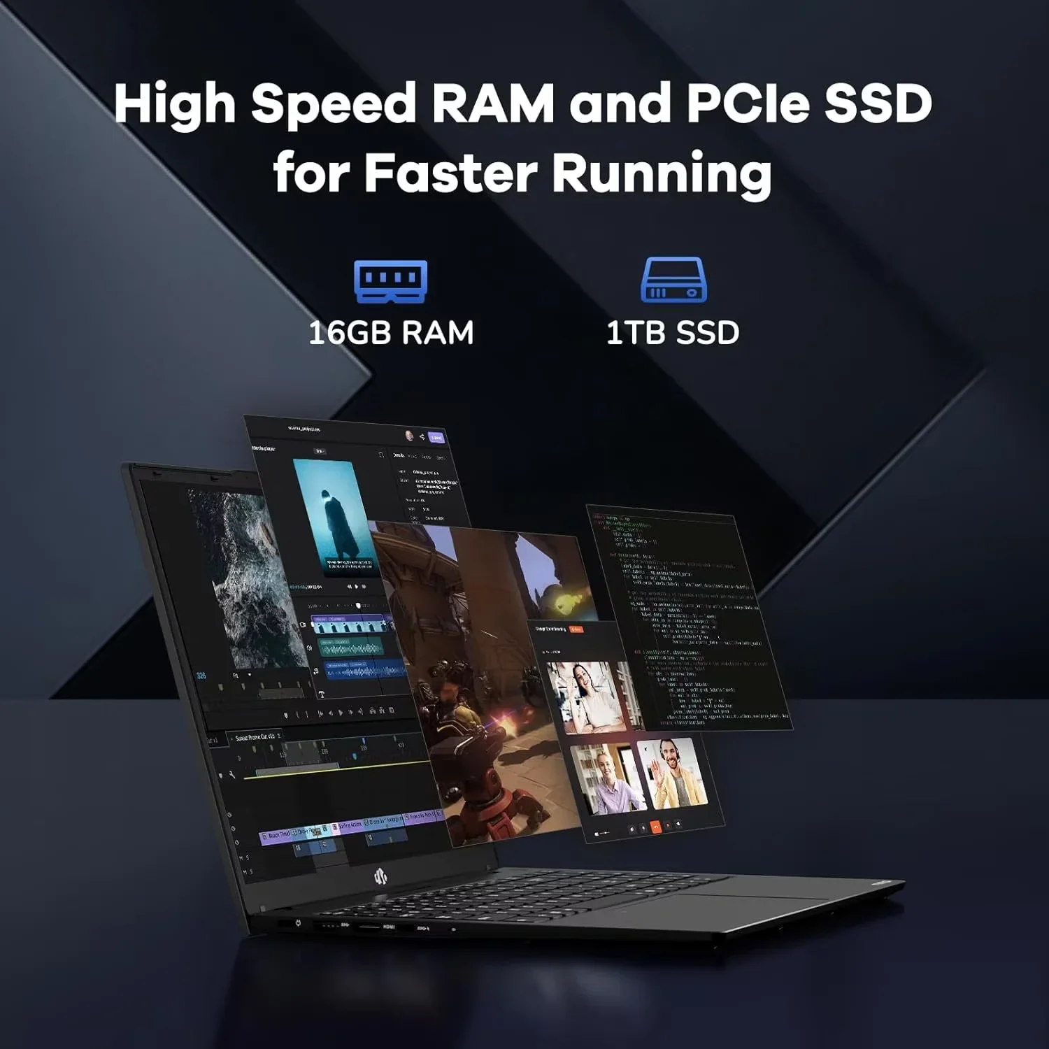 15.6" IPS FHD Business-Laptop, 8 Cores Intel i5-12450H (Beat i7-11800H, Up to 4.4GHz) 16GB RAM 1TB SSD Backlit Keyboard Computer, 100W Type C Fingerprint WiFi 6 Win 11 Black - Image 5