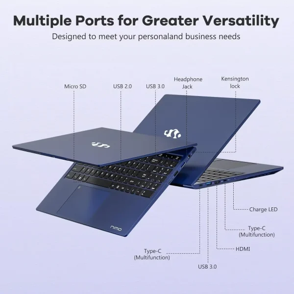 15.6'' FHD IPS Business Laptop Computer, AMD Ryzen 5 6600H(Beat R7 5700U, 6 Cores Up to 4.5GHz), 16GB DDR5 RAM 1TB SSD, Type-C 100W PD Fast Charger, Fingerprint Backlit Keyboard Wi-Fi 6 Blue - Image 5