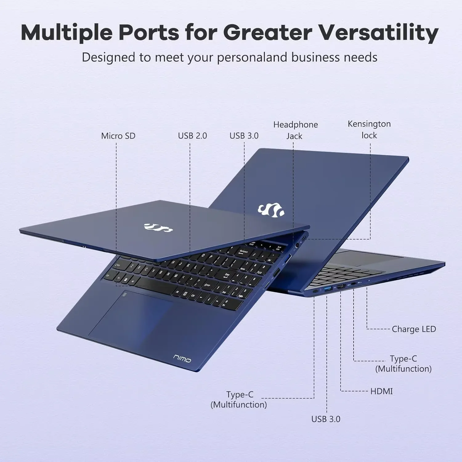 15.6'' FHD IPS Business Laptop Computer, AMD Ryzen 5 6600H(Beat R7 5700U, 6 Cores Up to 4.5GHz), 16GB DDR5 RAM 1TB SSD, Type-C 100W PD Fast Charger, Fingerprint Backlit Keyboard Wi-Fi 6 Blue - Image 5