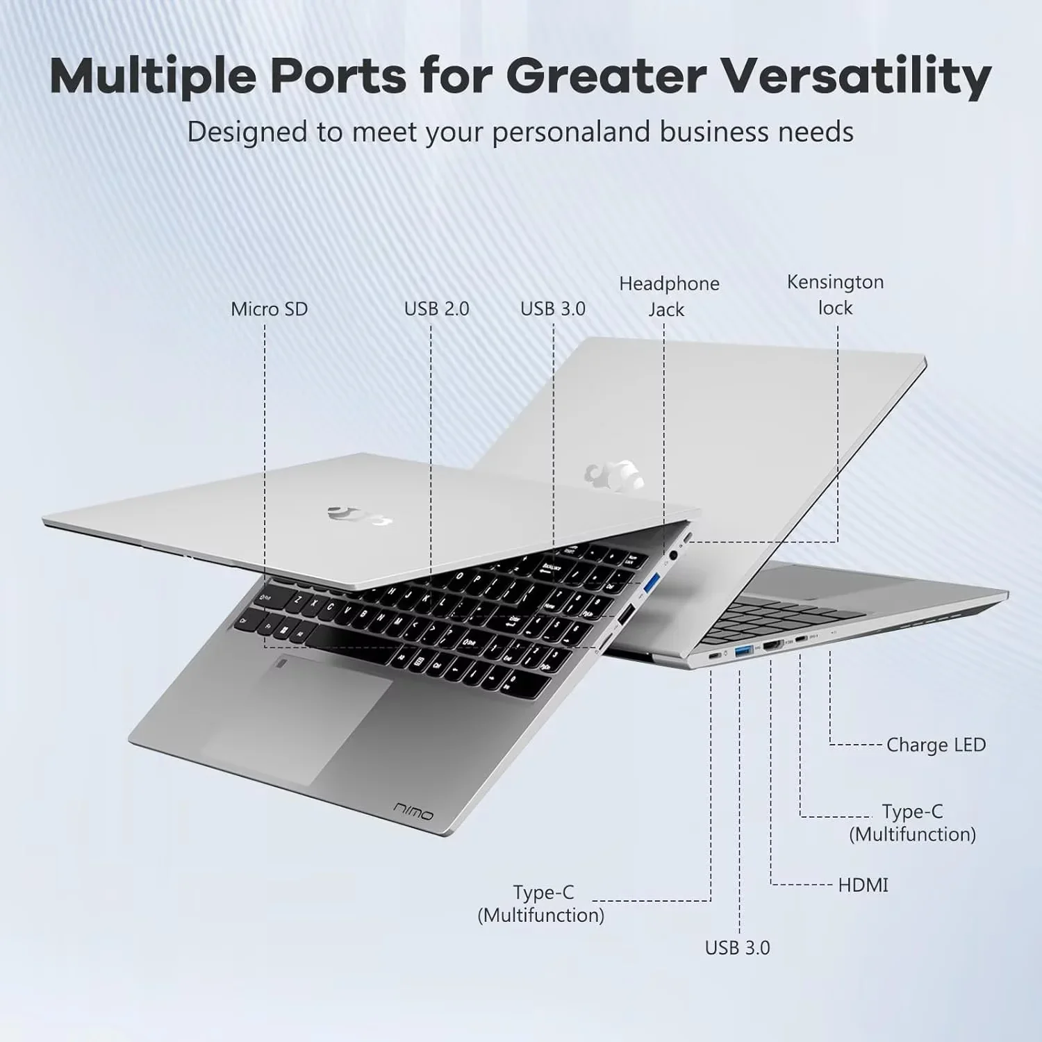 15.6'' FHD IPS Business Laptop Computer, AMD Ryzen 5 6600H(Beat R7 5700U, 6 Cores Up to 4.5GHz), 16GB DDR5 RAM 1TB SSD, Type-C 100W PD Fast Charger, Fingerprint Backlit Keyboard Wi-Fi 6 Silver - Image 5