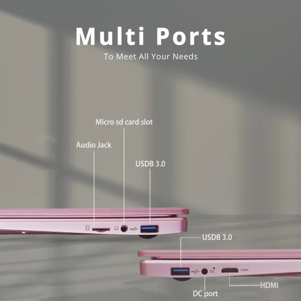 15.6 Pink Laptop, Windows 11 Pro, Office 2024 Intel Celeron ADL-N5095, 16GB RAM, 512GB SSD, Ultra-Thin and Lightweight student Notebook PC Computer for Work, Backlit Keyboard, WiFi 5, BT 5.0 - Image 3