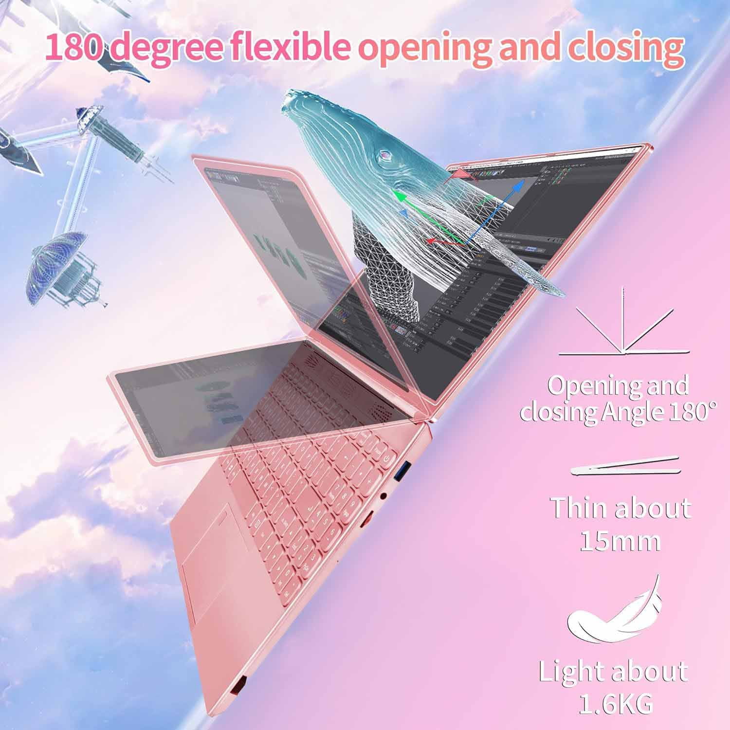 15.6" HD Student Laptop Computer Office 2024 Windows 11 Pro 16G DDR4 RAM 1TB SSD Large FHD IPS Screen Business Laptop Computer Intel Celeron N5095 Backlit KB pink - Image 5