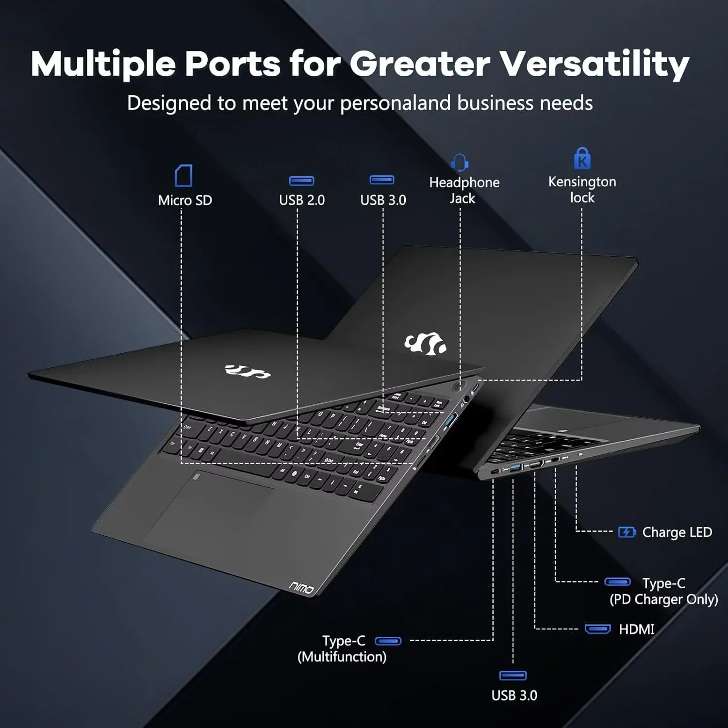 15.6" IPS FHD Business-Laptop, 8 Cores Intel i5-12450H (Beat i7-11800H, Up to 4.4GHz) 16GB RAM 1TB SSD Backlit Keyboard Computer, 100W Type C Fingerprint WiFi 6 Win 11 Black - Image 6
