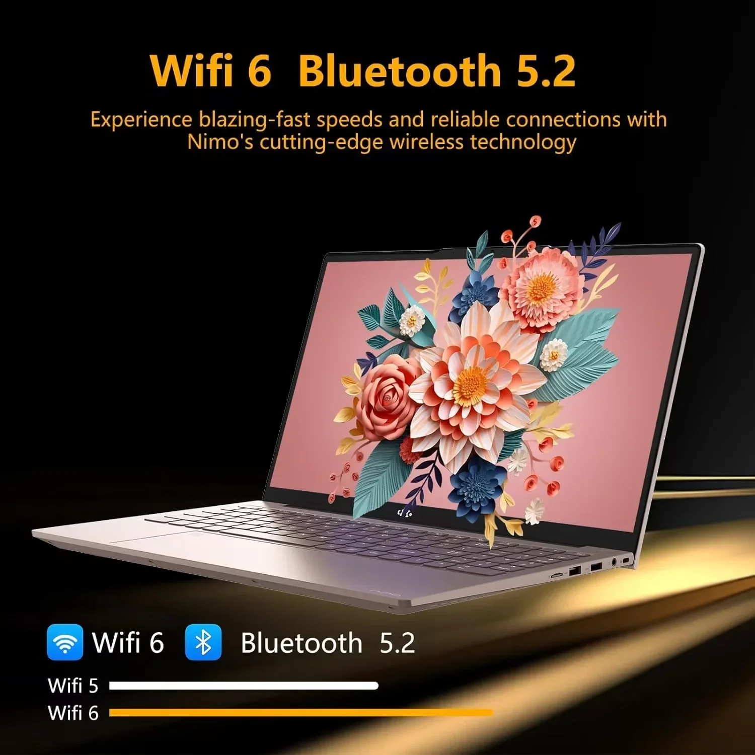 15.6 High-Performance Laptop, 3.4 GHz Intel N100 Processor, 8GB RAM, 512GB SSD, Windows 11, Lightweight student Notebook PC Computer for Work, Backlit Keyboard, Fingerprint, WiFi 6 (RoseGold) - Image 6