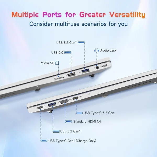 17.3" IPS FHD Laptop, Intel 6 Cores i3-1215U 8GB RAM 256GB SSD (Beat Ryzen 5 7520U, Up to 4.4GHz) Computer with 65W GaN Type C Backlit Keyboard Fingerprint, for Home Student and Business Silver - Image 6