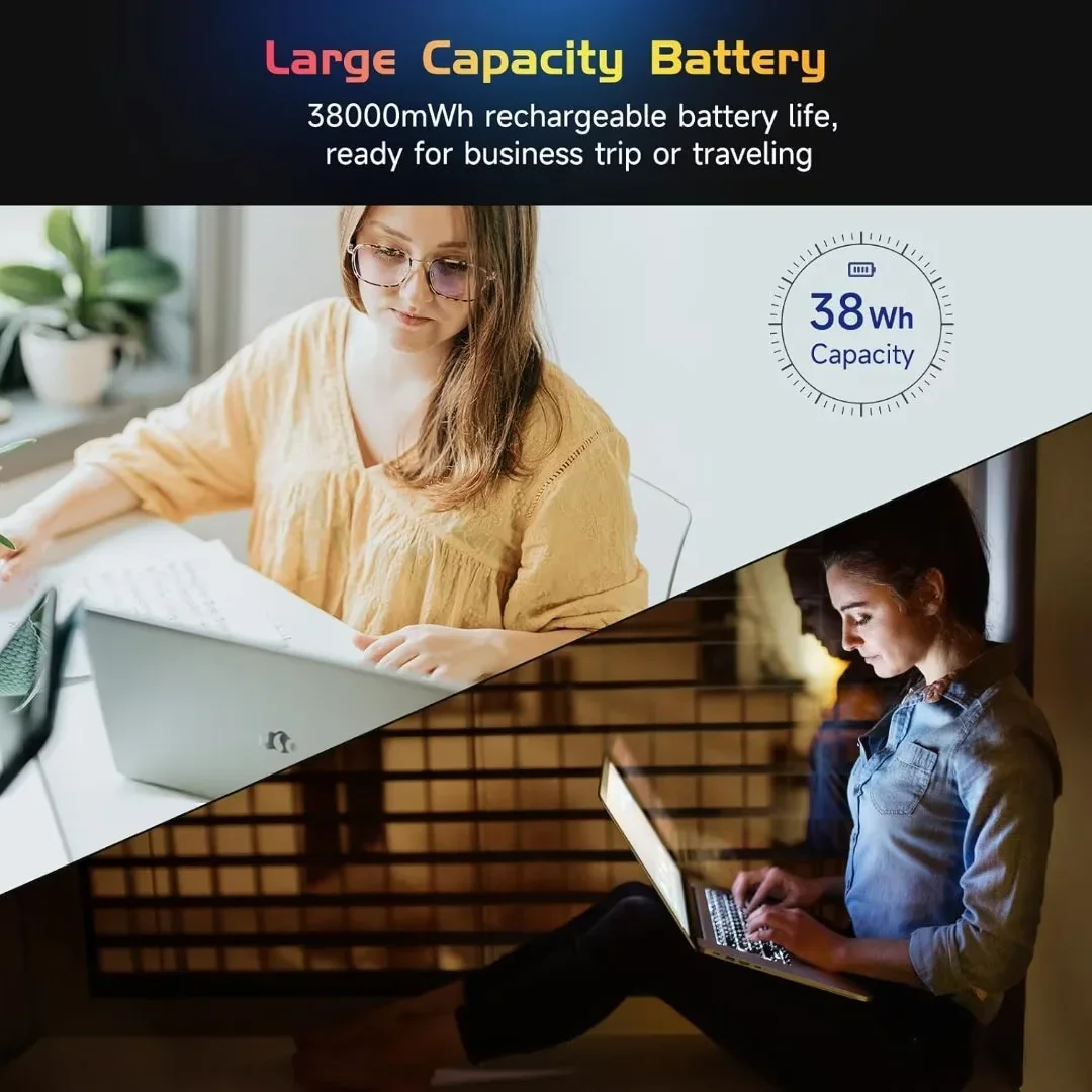 15.6'' FHD Laptop Computer, Type-C 65W PD Fast Charger, 12th Gen Intel N100, Windows 11, 16GB RAM 1TB SSD, WiFi 6 (Silver) - Image 6
