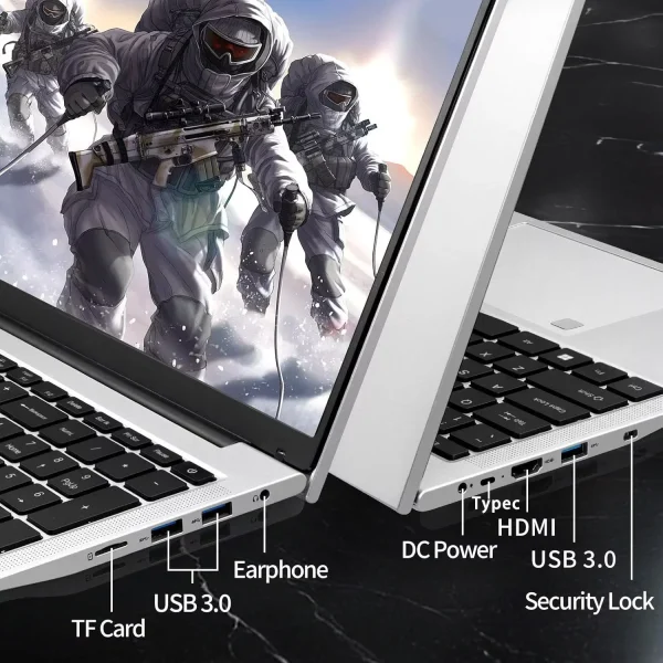 17.3" Business Laptop Windows 11 Pro Office 2024 Conference camera Type-C interface Backlit Keyboard Intel N5095 16GB RAM 1TB SSD Support Fingerprint BT 5.0 - Image 6