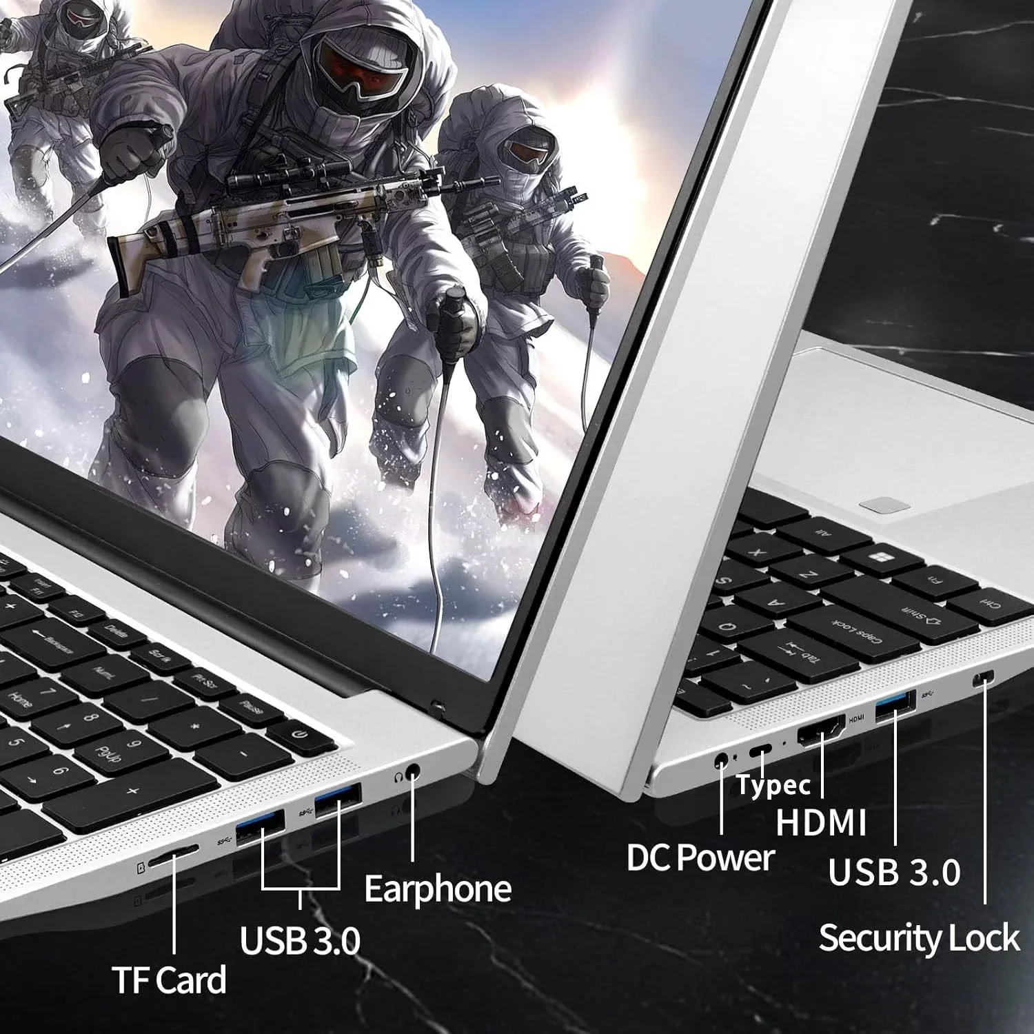 17.3" Business Laptop Windows 11 Pro Office 2024 Conference camera Type-C interface Backlit Keyboard Intel N5095 16GB RAM 1TB SSD Support Fingerprint BT 5.0 - Image 6