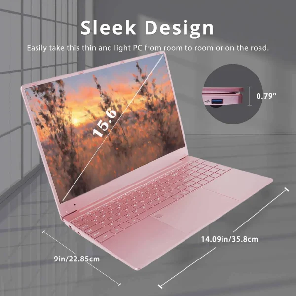 15.6" HD Student Laptop Computer Office 2024 Windows 11 Pro 16G DDR4 RAM 1TB SSD Large FHD IPS Screen Business Laptop Computer Intel Celeron N5095 Backlit KB pink - Image 7
