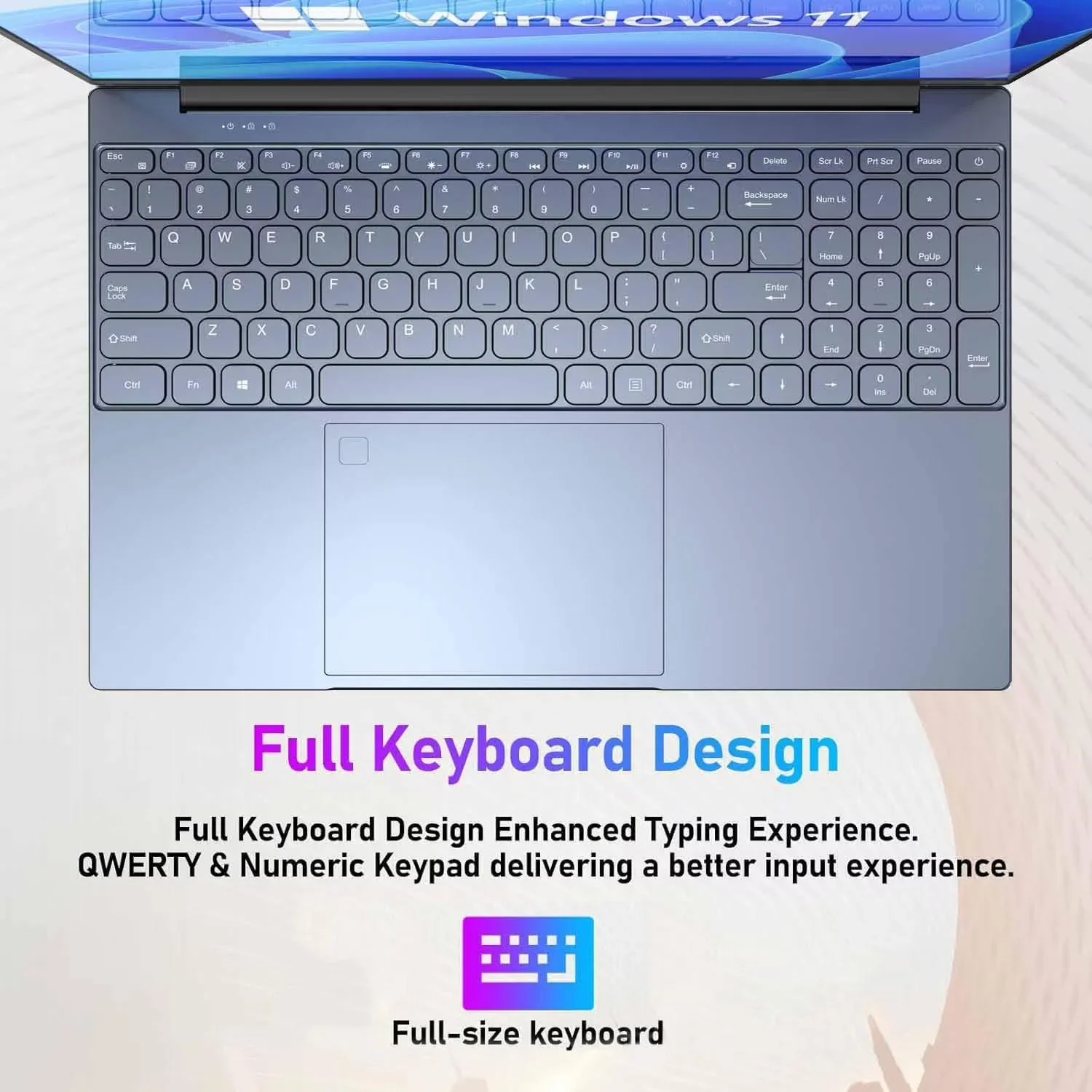16" Windows 11 Pro Laptop Office 2024 8GB RAM 256GB SSD with 4 Core Intel Alder Lake N95 Backlit Keyboard 1920x1200 FHD IPS Screen, FingerPrint for Work School & Entertainment - Image 7