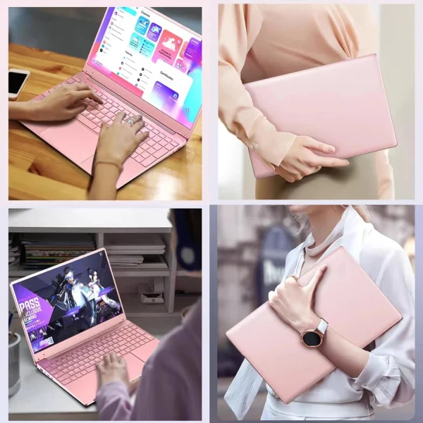15.6 Pink Laptop, Windows 11 Pro, Office 2024 Intel Celeron ADL-N5095, 16GB RAM, 512GB SSD, Ultra-Thin and Lightweight student Notebook PC Computer for Work, Backlit Keyboard, WiFi 5, BT 5.0 - Image 5