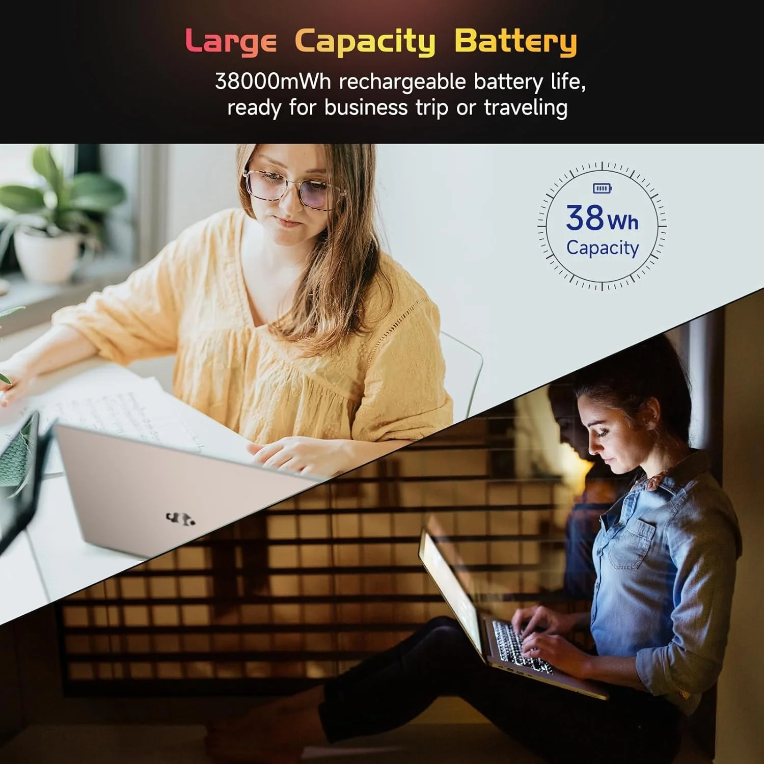 15.6'' FHD Laptop Computer, Type-C 65W PD Fast Charger, 12th Gen Intel N100, Windows 11, 16GB RAM 1TB SSD, WiFi 6 (RoseGold) - Image 8