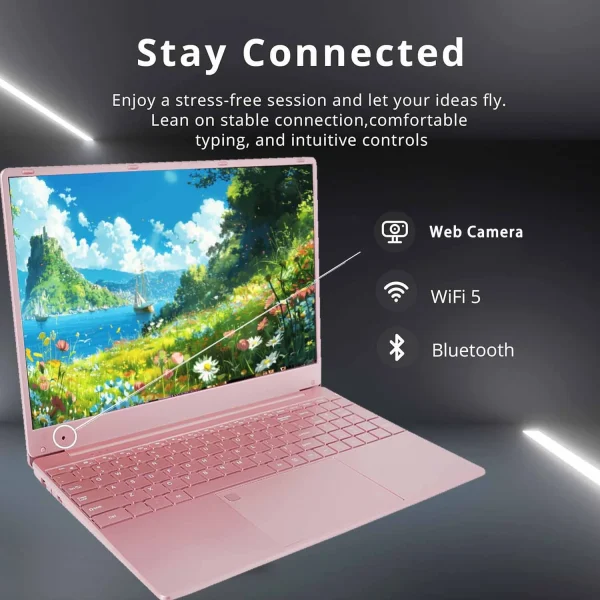 15.6" HD Student Laptop Computer Office 2024 Windows 11 Pro 16G DDR4 RAM 1TB SSD Large FHD IPS Screen Business Laptop Computer Intel Celeron N5095 Backlit KB pink - Image 9