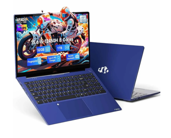 15.6" IPS-FHD-Laptop Gaming laptop Intel i5-12450H 8 Cores 32GB RAM 1TB SSD (Beat i7-11800H, Up to 4.4 GHz) 100W Type-C Fingerprint Backlit Keyboard WiFi 6 Numpad Win 11
