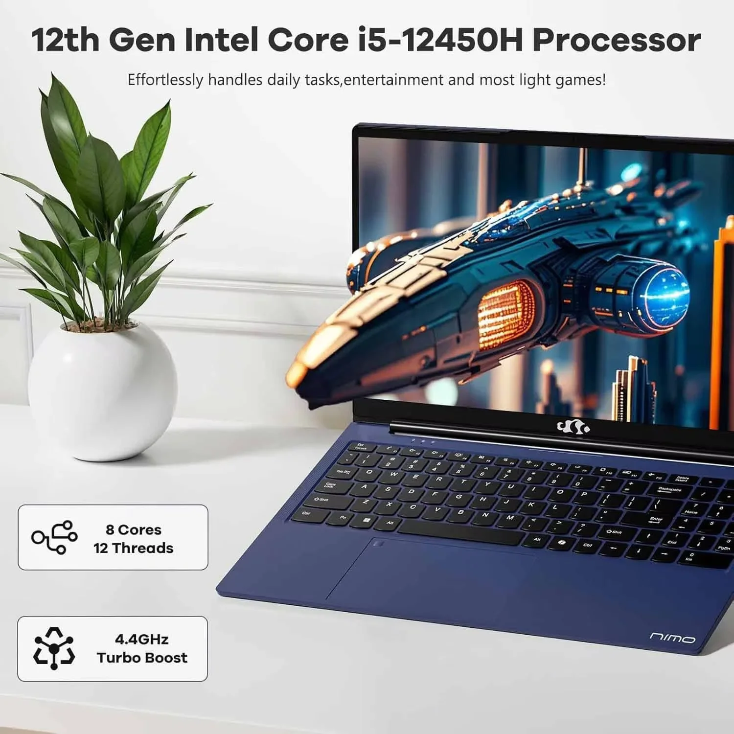 15.6" IPS-FHD-Laptop Gaming laptop Intel i5-12450H 8 Cores 32GB RAM 1TB SSD (Beat i7-11800H, Up to 4.4 GHz) 100W Type-C Fingerprint Backlit Keyboard WiFi 6 Numpad Win 11 - Image 2