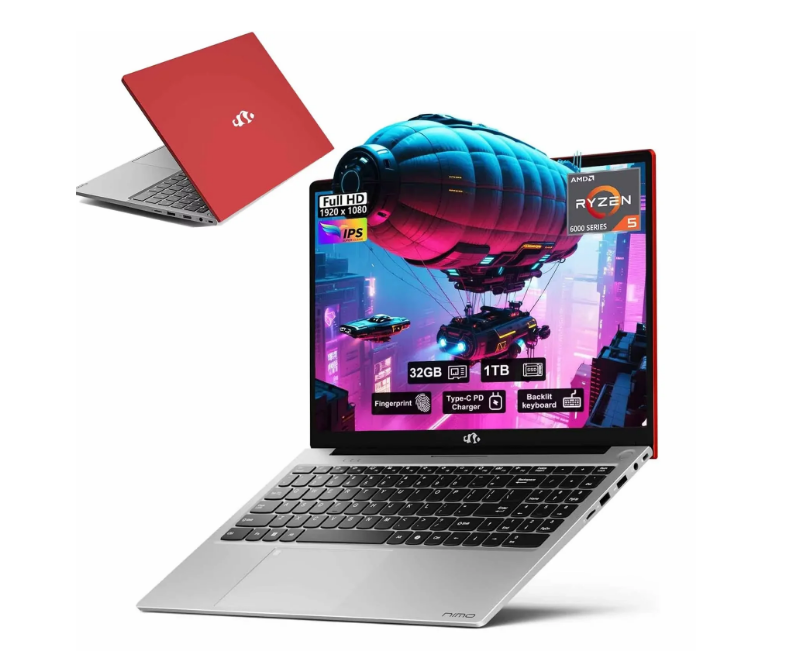 15.6 Business-gaming-Laptop 6-Cores AMD Ryzen 5 6600H 660M 6nm GPU 32GB DDR5 1TB SSD(Beat i5-12450H up to 4.5GHz)100W Type-C FHD IPS Laptop-Computer with Fingerprint Backlit Keyboard WiFi5 Win11