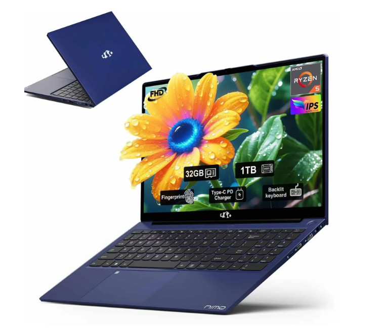 15.6 Business-gaming-Laptop 6-Cores AMD Ryzen 5 6600H 660M 6nm GPU 32GB DDR5 1TB SSD(Beat i5-12450H up to 4.5GHz)100W Type-C FHD IPS Laptop-Computer with Fingerprint Backlit Keyboard WiFi5 Win11