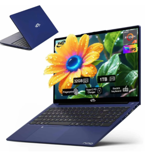 15.6 Business-gaming-Laptop 6-Cores AMD Ryzen 5 6600H 660M 6nm GPU 32GB DDR5 1TB SSD(Beat i5-12450H up to 4.5GHz)100W Type-C FHD IPS Laptop-Computer with Fingerprint Backlit Keyboard WiFi5 Win11
